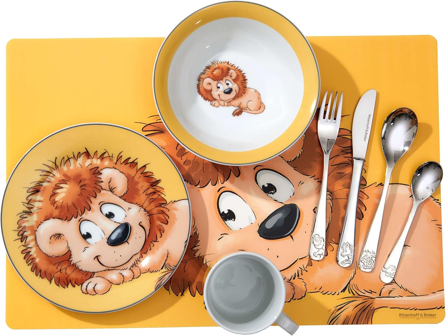 Barnset Happy Zoo Leo, 3 delar, porslin