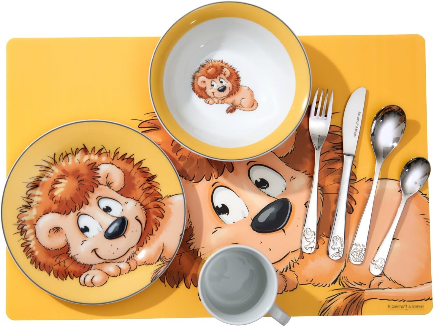 Barnset Happy Zoo Leo, 3 delar, porslin