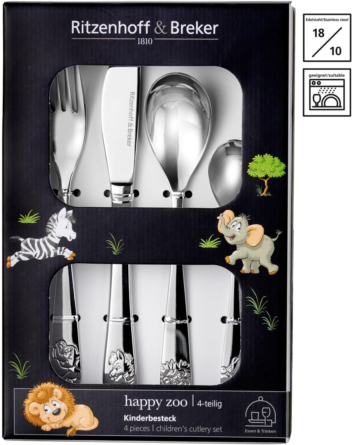 Barnset Happy Zoo Leo, 3 delar, porslin