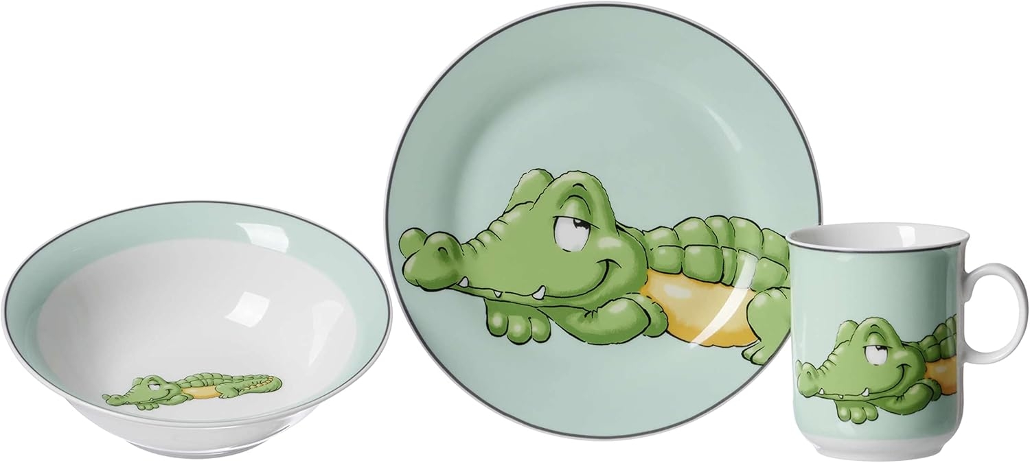 Barnset Happy Zoo Leo, 3 delar, porslin