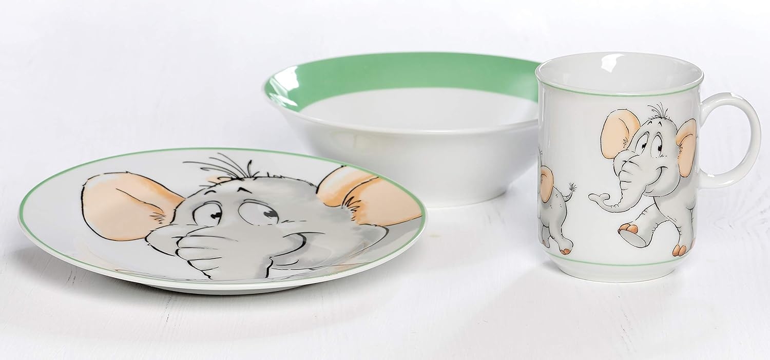 Barnset Happy Zoo Leo, 3 delar, porslin