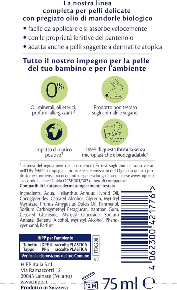 Babykräm med ekologisk mandelolja 75 ml