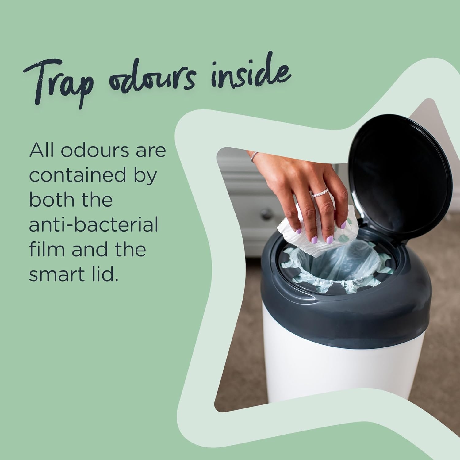 Tommee Tippee Simplee Sangenic blöjbehållarpåfyllning, hållbart framställd antibakteriell GREENFILM, förpackning med 6