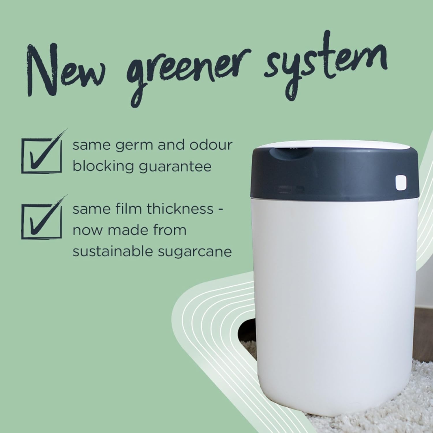 Tommee Tippee Simplee Sangenic blöjbehållarpåfyllning, hållbart framställd antibakteriell GREENFILM, förpackning med 6