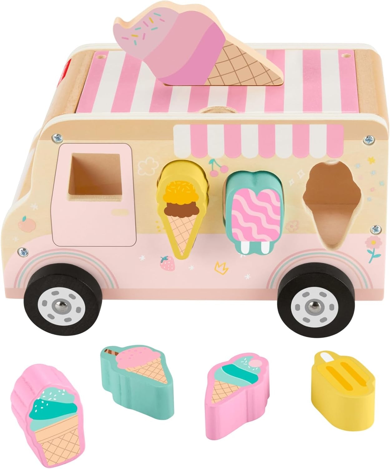 Glassbil i trä med formsortering