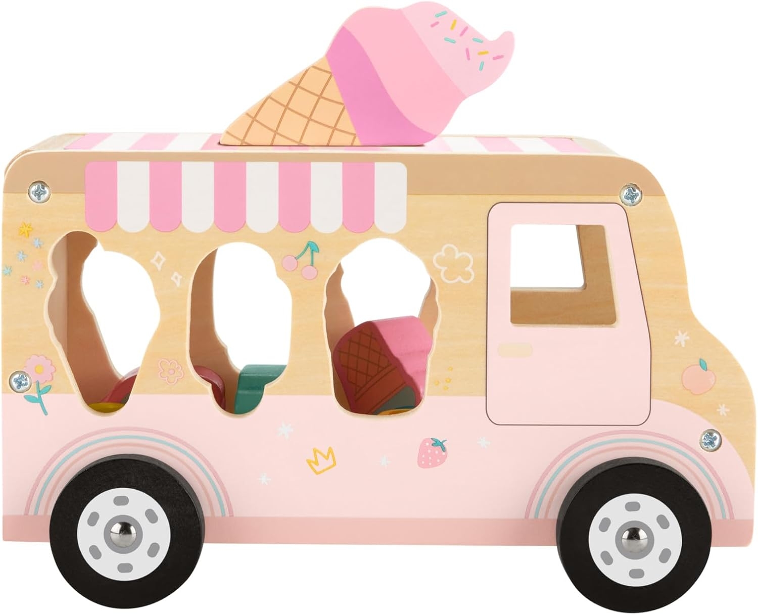 Glassbil i trä med formsortering