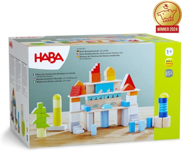 Haba Byggklossar i Trä – 85 Delar med Bomullspåse