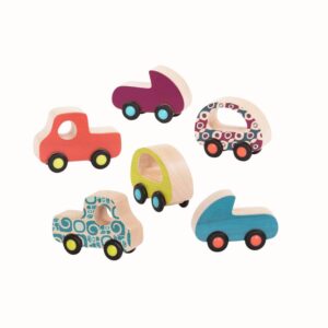 Mini träbilar – 6 färgglada fordon