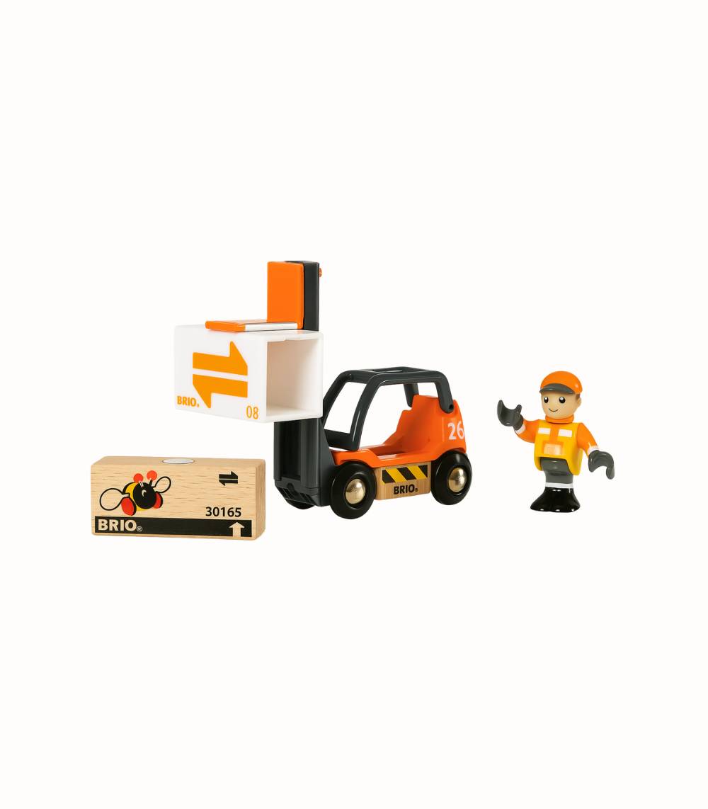 Trägaffeltruck med förare och last