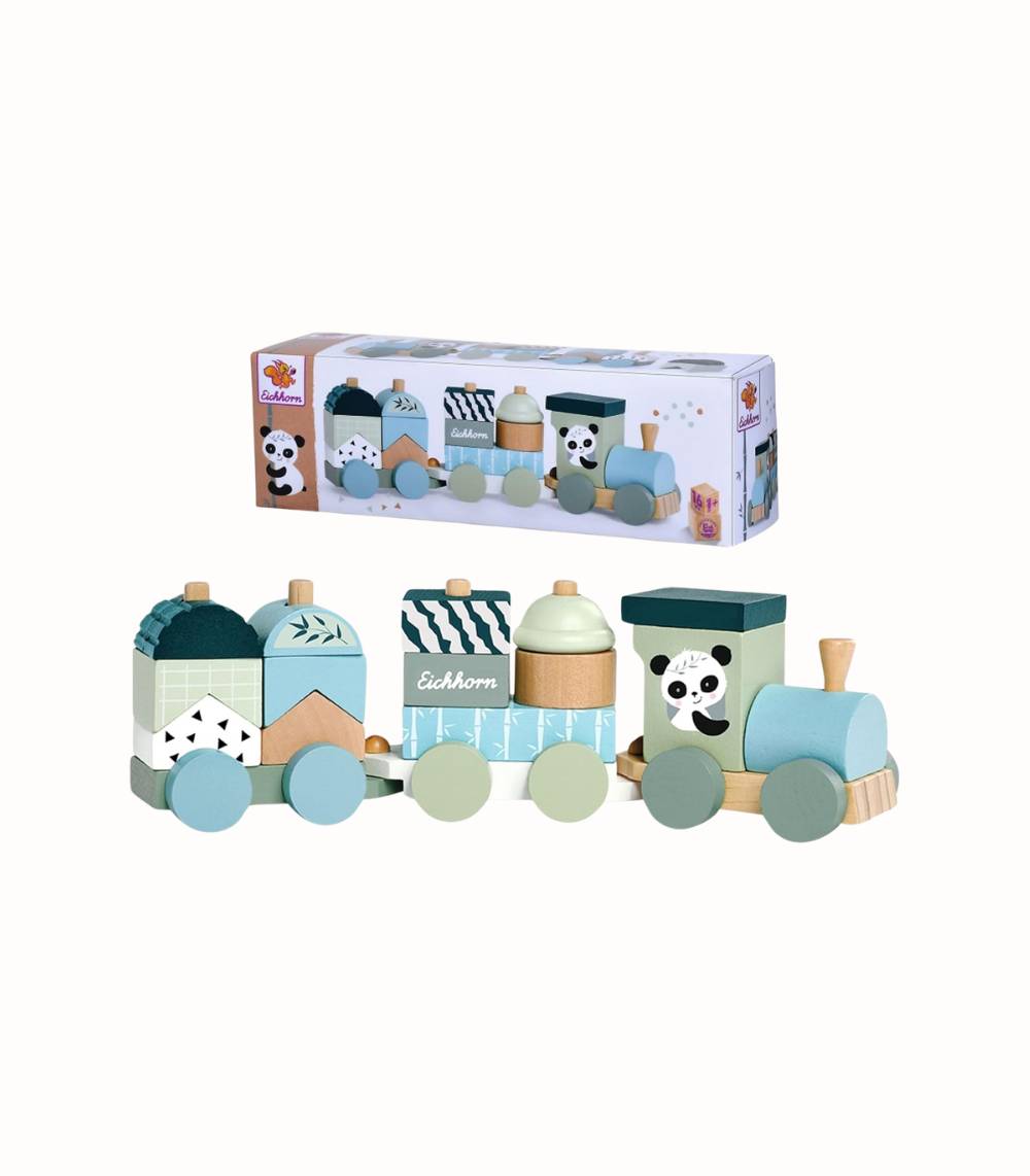 Byggtåg i trä med klossar