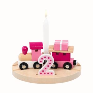 Födelsedagståg i trä rosa