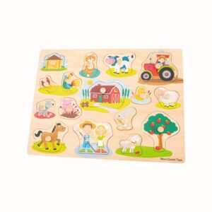 Gårdspegpussel i trä, 16 bitar