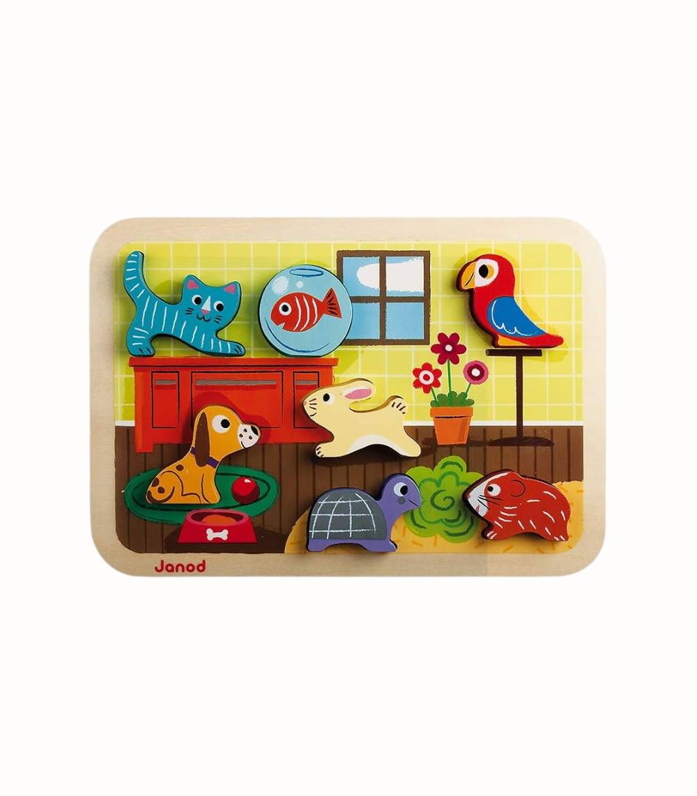 Träpussel med figurer, 7 bitar