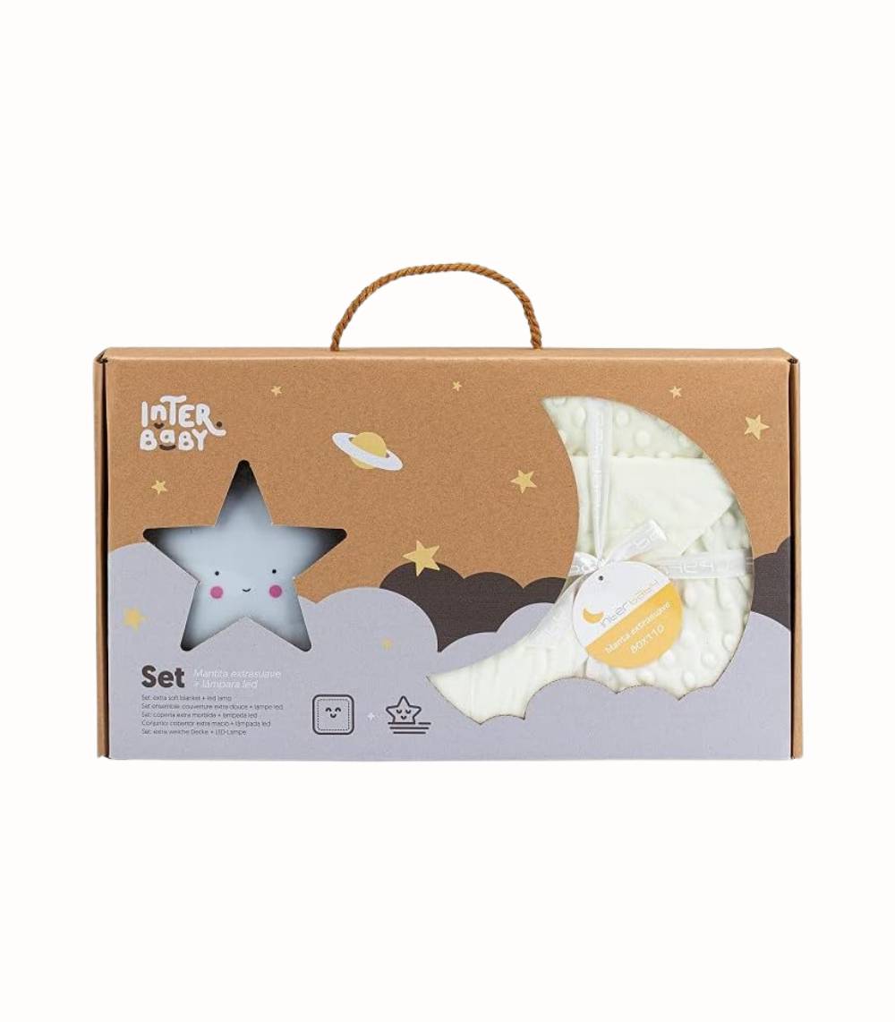 Interbaby Baby Presentset Bubbelfilt & LED-lampa Beige