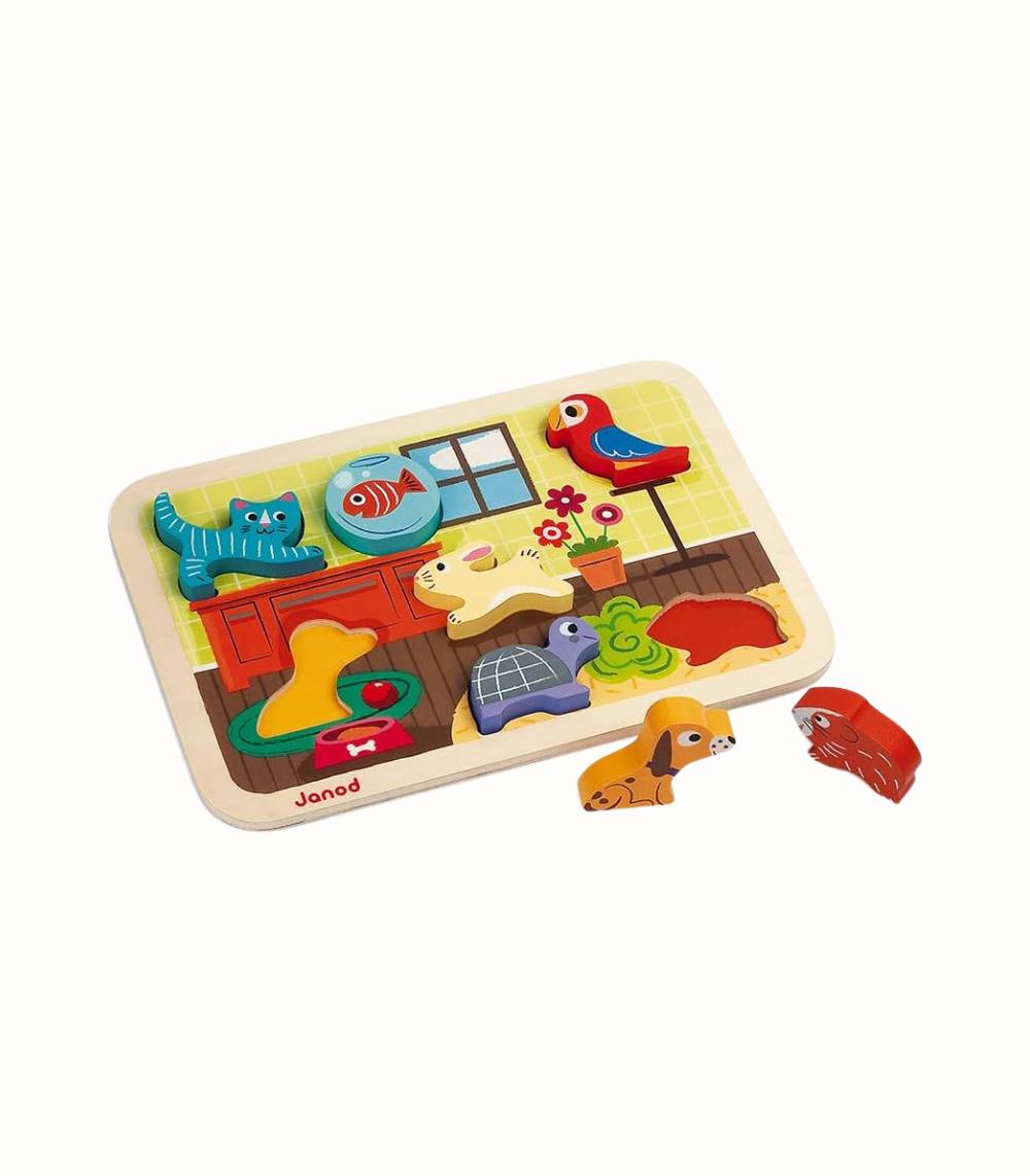 Träpussel med figurer, 7 bitar