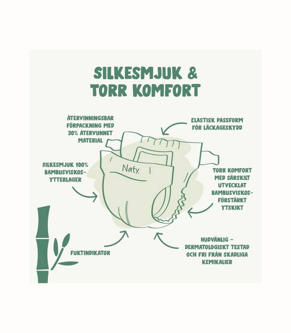 Bambuviskosblöja för känslig hud(6–10 kg)