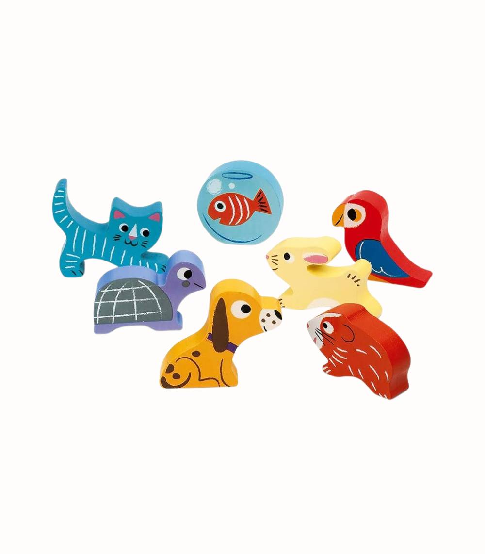 Träpussel med figurer, 7 bitar