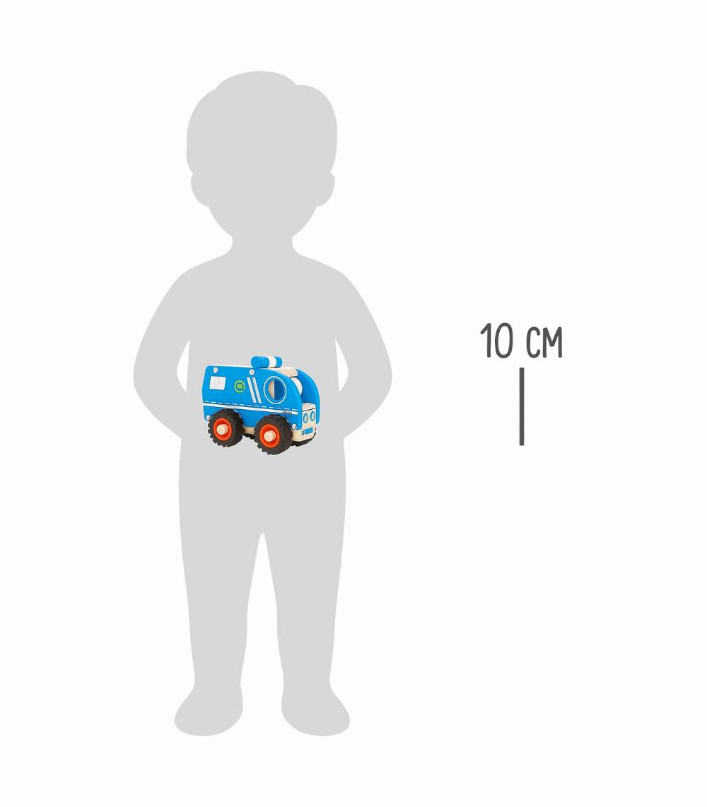 Träpolisbil med gummihjul