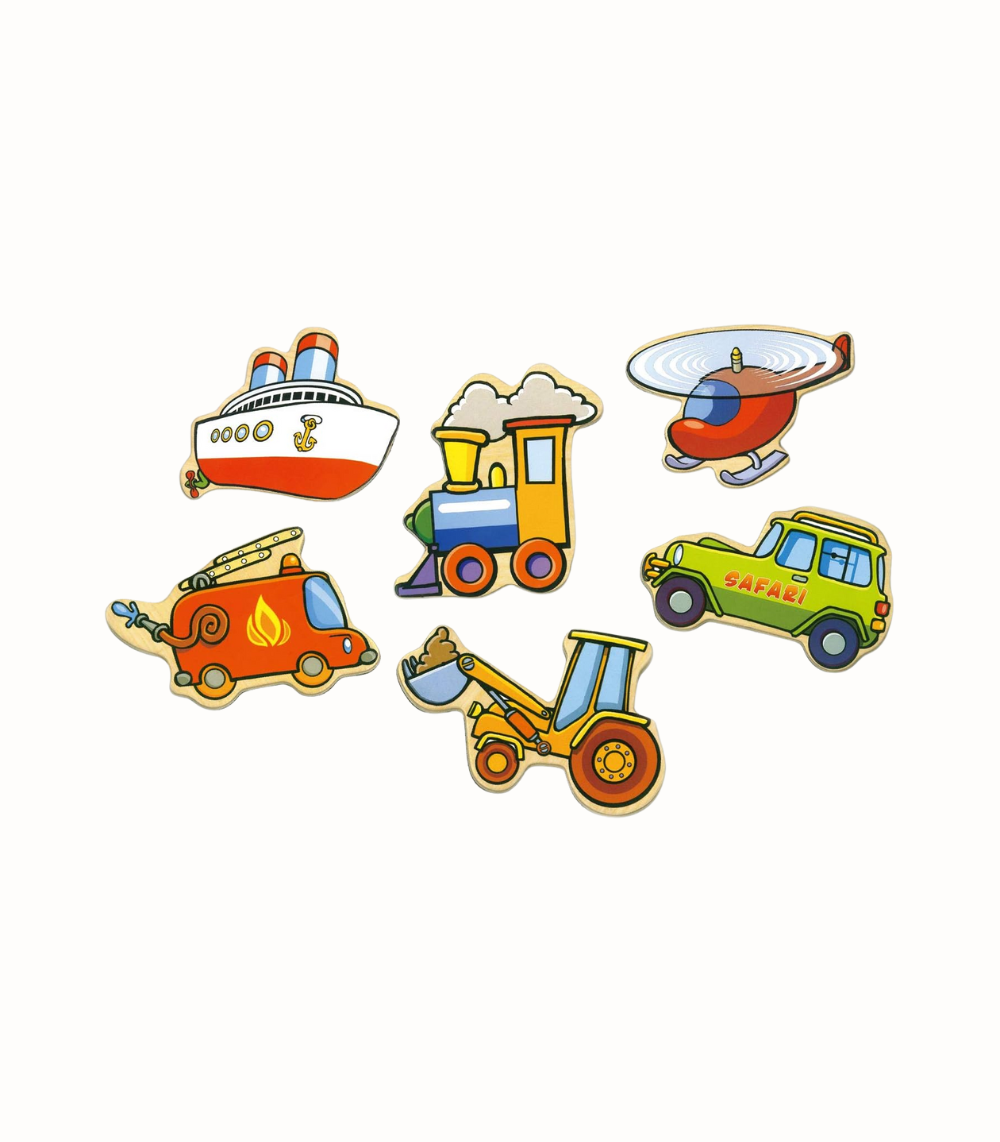 Magnetleksak – Träfordon, 20 delar