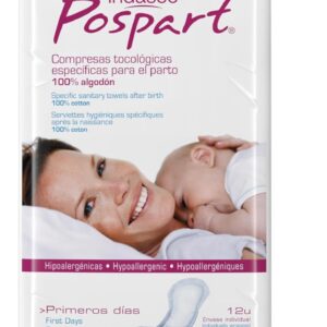 INDASEC Bomullsbindor för efter förlossning, 12-pack