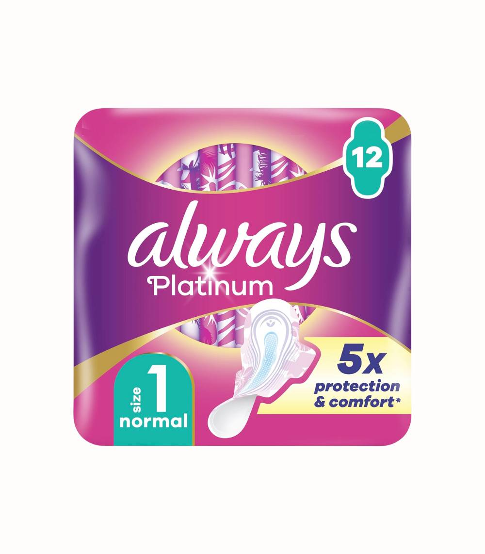 Always Platinum Normal Bindor med Vingar – 12 st