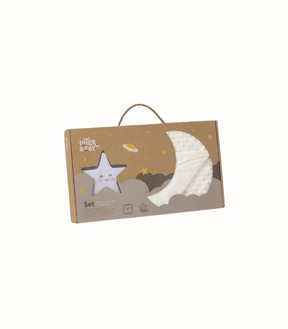 Interbaby Baby Presentset Bubbelfilt & LED-lampa Beige