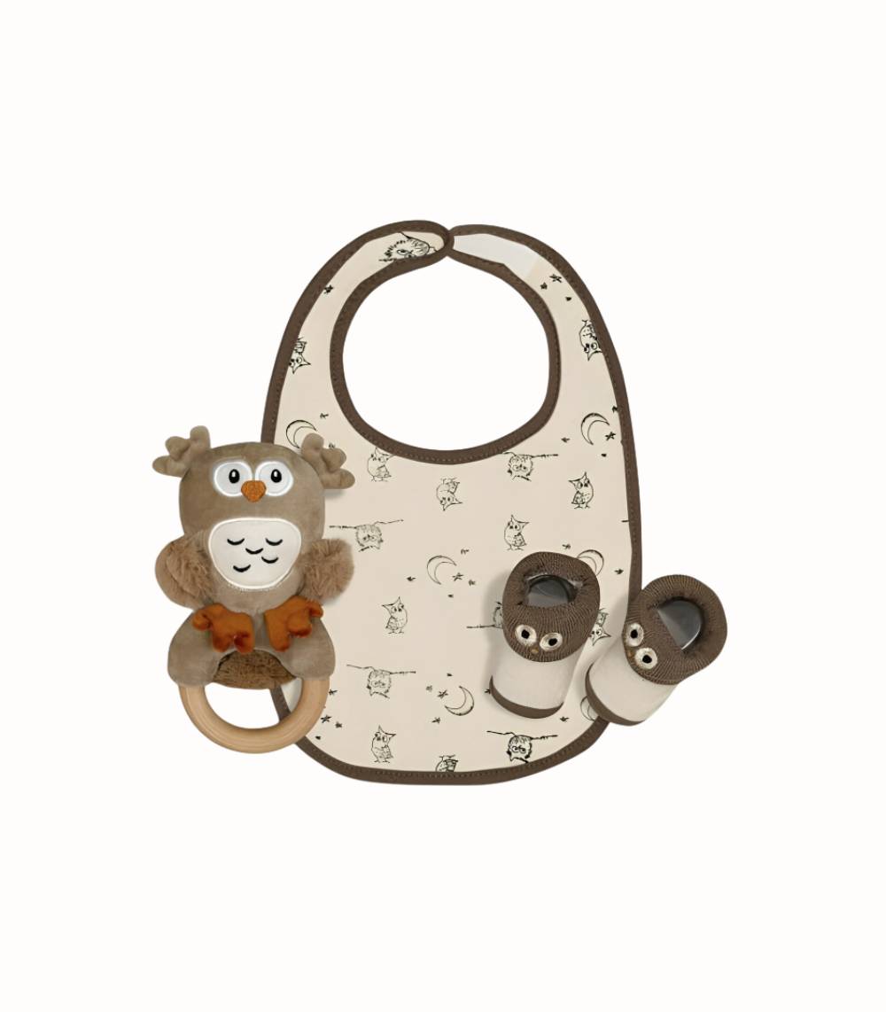 Interbaby Nyfödd Presentset Uggla 3-Delar