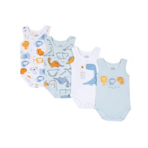 Ärmlösa babybodys i bomull 4-pack för nyfödda
