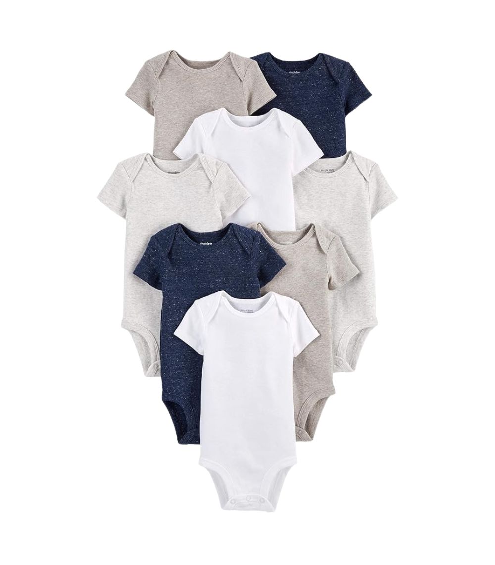 Babybyxor 4-pack i ekologisk bomull, elastisk midja och ribbade muddar