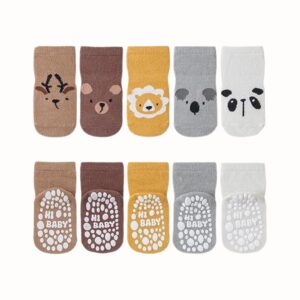 Babystrumpor 5-Pack med gummigrepp och enhörning design för 0-24 månader