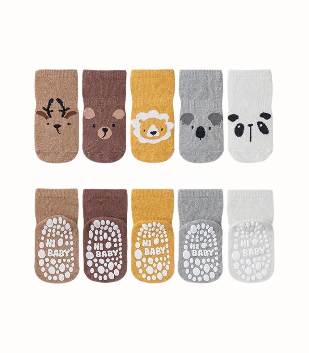 Babystrumpor 5-Pack med gummigrepp och enhörning design för 0-24 månader
